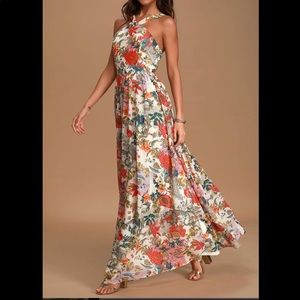 Lulus Lilja Cream Floral Print maxi dress